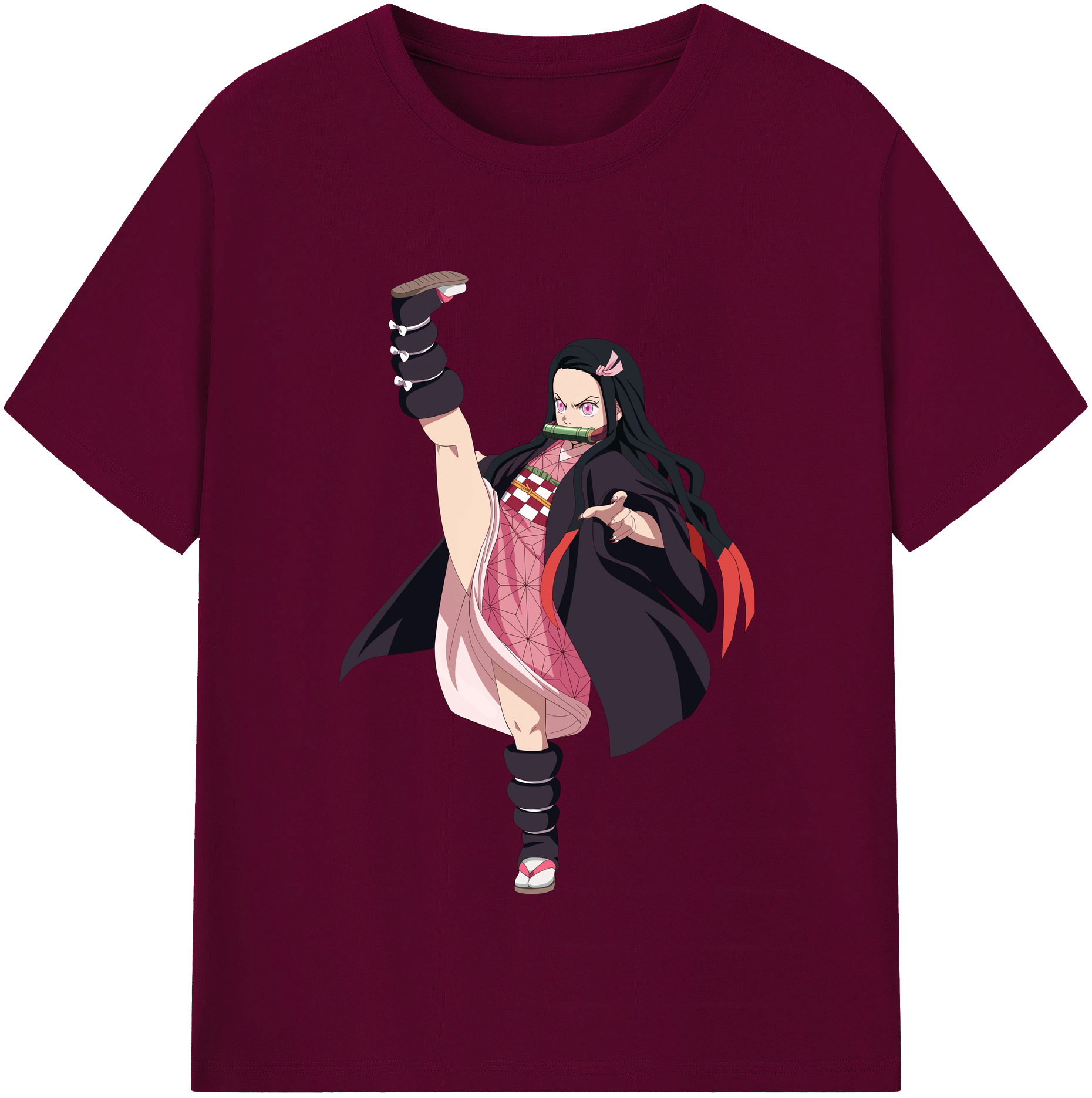 （画像用） 鬼滅の刃（きめつのやいば）竈門 禰󠄀豆子／かまど ねずこ Kamado Nezuko レディースカジュアルプリントTシャツ（綿100％）